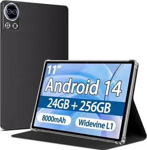 SKYEGG Tablet 11 inch Android 14 Tablets, 24GB+256GB+1TB Expand, Widevine L1 Compatible 8-Core Tablet PC with 5G WiFi, 8000mAh Big Battery, 13MP Camera, 11'' IPS HD Touchscreen, Face ID, GPS(Grey)