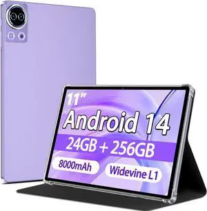 SKYEGG Tablet 11 inch Android 14 Tablets, 24GB+256GB+1TB Expand, Widevine L1 Compatible 8-Core Tablet PC with 5G WiFi, 8000mAh Big Battery, 13MP Camera, 11'' IPS HD Touchscreen, Face ID, GPS(Purple)