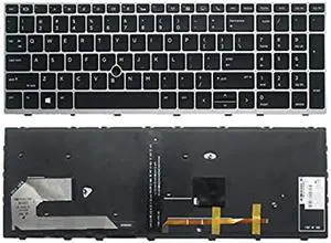 SOUTHERNINTL New Repalcement for HP Elitebook 750 755 850 855 G5 G6 Zbook 15u G5 G6 US Backlit Keyboard with Silver Frame L14366-001 L11999-001 L17970-001 L17971-001