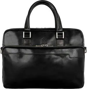 Time Resistance Leather Briefcase - Italian Handmade Leather Laptop Bag - Work Bag for Men and Women - Computer Bag