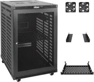 Tecmojo 18U Wall Mount Rack,18U Rack 17.7 Inch Depth,Hold Up to 176 Lbs,Server Rack with Casters,Enclosed Wall Mount Rack Kit for 19 Inch Network,Server and AV Gear,Mesh Door(Elite Collection)
