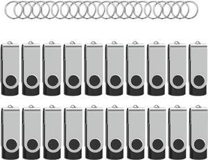 USB Flash Drives 8GB 20 Pack, Wooolken USB 2.0 Thumb Drives with Keychains Memory Stick USB Drive Pendrive for PC Laptop Computer (Black)