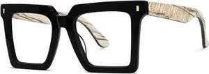 Zeelool Vintage Square Wood Arm Blue Light Blocking Glasses for Men Computer Eyeglasses ZJGX320783-01 Black