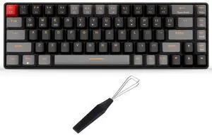 Qisan Wireless Mechanical Gaming Keyboard & Keycap Puller Bundle | Dual Mode 2.4G/BT Wireless Keyboard with Red Switch Mini Design (60%) 68 Keys | Black Stainless Steel Keycap Removal Tool