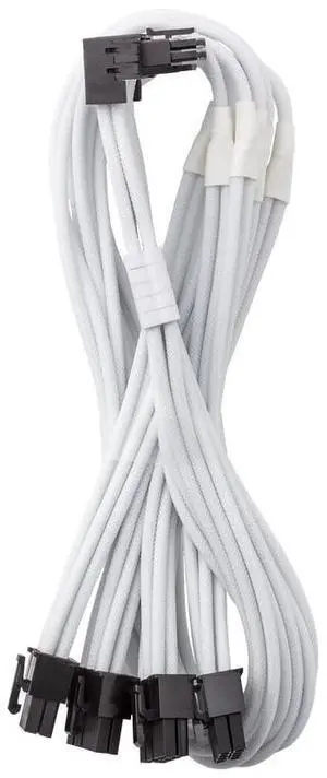 CableMod C-Series Pro ModMesh Sleeved 12VHPWR 90° StealthSense PCI-e Cable for Corsair - Variant A (White, 16-pin to Quad 8-pin, 60cm)
