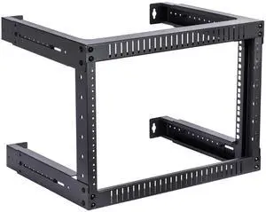 Kenuco 6U Adjustable Depth Wall Mount Open Frame Steel Network Equipment Rack 17.75 Inch Deep