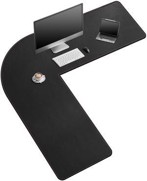 ZORESYN 63" L-Shaped Gaming Desk Mat Mouse pad, Computer Corner Desk Pad, Home Office Writing Desk Pad Protector, Large Waterproof PU Leather Corner Mousepad - Black, (157+160) x50cm