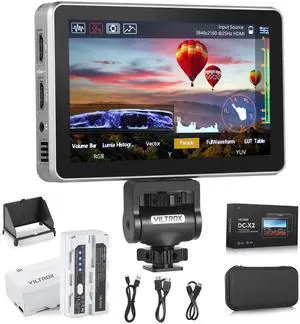 VILTROX DC-X2 6 Inch Touchscreen Camera Monitor 4K with 2 Packs NP-F550 Batteries
