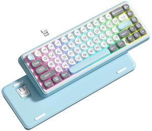 Womier WK60 60% Keyboard Wireless, Mechanical Gaming Keyboard Hot Swappable Gasket, RGB Key Board for Bluetooth/2.4GHz/USB-C, MOA PBT Keycaps, Pre-lubed POM Switches, Blue