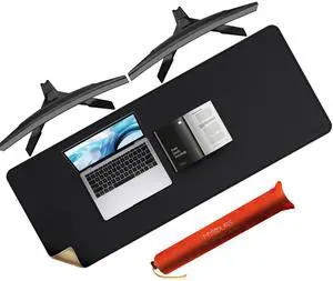Mydours XXL 55.1"x19.7" Desk Pad with Cork Base, Dual-Sided PU Leather Surface Protects Desks from Scuffs & Stains, Spacious Mouse Mat for Multi-Monitor Setups, Office Use & Light Gaming Compatibility