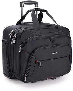 BAGSMART Rolling Laptop Bag, Briefcase with Wheels Fits 17.3 Inch Laptop, Overnight Rolling Bag with TSA Lock, Computer Bag for Travel/Men/Women, Black