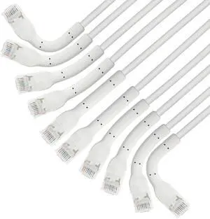 Intellinet FlexiBoot Slim Cat6 Ethernet Network Patch Cable - 10-Pack - 10Gbps & 250MHz, Flexible Bendable Boot, 32AWG Pure Bare Copper Wire, Gold-Plated Contacts - 7ft, White