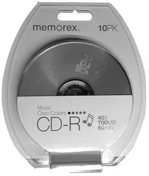 Memorex Cool Colors 10-Pack 40x CD-R Disc Blister - Multicolor