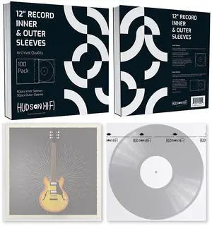 Hudson Hi-Fi 50 ct. Inner Sleeves for Vinyl Records & 50 ct. Vinyl Outer Sleeves - 100 Vinyl Sleeves for Records, Clear Outer & Inner Sleeves for Vinyl Records