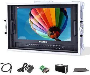 SEETEC 17.3 Inch Video Production Monitor 4K Broadcast Monitor Ultra UHD 1920x1080 LCD Screen 16:9 Carry-on Alu Housing with SDI HDMI YPbPr DVI AV for Camera Wedding Sports Conference