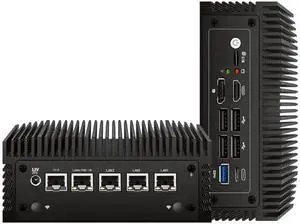 Fanless N100 Mini PC Micro Firewall Appliance, 4 * 2.5Gbe i225 LAN Ports Power Over Ethernet Mini Computer 16GB DDR4 RAM 512GB SATA SSD, USB-C/5*USB/SIM Slot/HD+DP/Home Network Pfsense Router