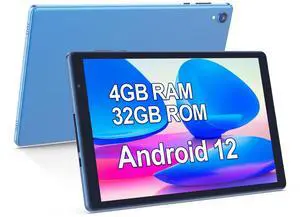 BAKEN 10 Inch Tablet, Android 12 Tablets, 4(2+2) GB RAM, 32GB ROM, 1280x800 IPS HD Touchscreen, Quad Core Processor, GMS, WiFi 6, 6000mAh Battery, Bluetooth Tablet PC, Dual Camera, Games(Blue)