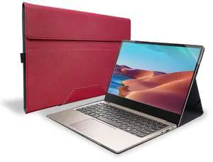 Honeymoon Protective Case Compatible with 14 Inch Lenovo Yoga 7i 14 Gen 8 2023 / Yoga 7i 14 Gen 7 2022 [Not Fit Yoga 7i 14 Gen 6/5],PU Leather Hard Shell Case with Pen Holder,S043-Red