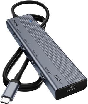 Aceele USB C Hub, 10Gbps USB C Splitter with 4*USB C 3.2, 100W PD Charging Port, USB C to USB C Hub Multiport Adapter for MacBook Pro, iMac, iPad, iPhone 15 Pro and More(Not Support Extend Monitor)