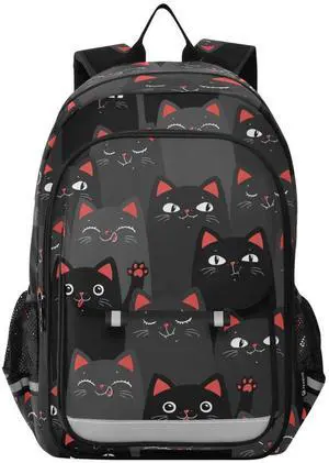 ALAZA Cartoon Black and Grey Cats Laptop Backpack Purse for Women Men Travel Bag Casual Daypack with Compartment & Multiple Pockets