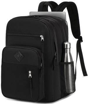 Laptop Backpack 17 inch for Women Men Large College Bookbags Waterpoof Work Business Travel Backpacks Kids School Bag for Girls Boys Students Teens Elementary Schoolbag Casual Daypack Sport -Black