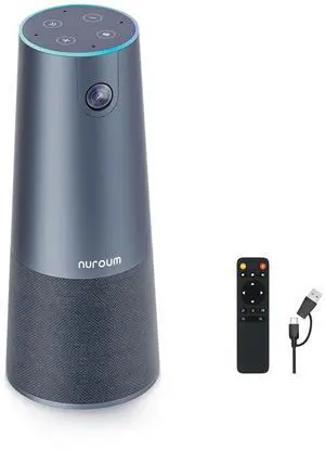 NUROUM C40(2nd Gen) 2K Video Conference Webcam with Microphone and Speaker, 5X Zoom, 4 Noise Cancelling Mics Conference Room Camera, 120degUltra Wide Angle, 16ft Voice Pickup, for Zoom/Skype/Teams