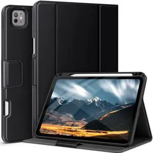auaua Case for iPad Pro 11 2024 (M4), with Pencil Holder and Pocket, Multiple Angles Viewing, Magnetic Closure, Auto Sleep/Wake (Black)