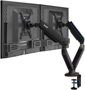 AVLT Dual 27"-43" RGB Gaming Monitor Arm Desk Mount Built-in 20 Lighting Modes Touch Button Control Fits Flat/Curved/Ultrawide Monitor Height Swivel Tilt Rotation Adjustable Monitor Stand -Black