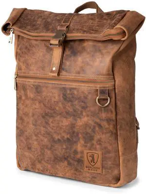 BERLINER BAGS Vintage Genuine Leather Backpack Utrecht XL, Laptop Backpack, Travel Backpack for Women and Men - Brown