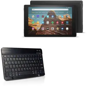 BoxWave Keyboard Compatible with  Fire HD 10 (9th Gen 2019) - SlimKeys Bluetooth Keyboard, Portable Keyboard with Integrated Commands for  Fire HD 10 (9th Gen 2019) - Jet Black