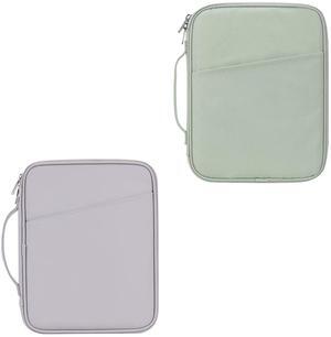 9-11 Inch Tablet Carrying Sleeve, Gray(PU)+Green(Fabric), 2Pcs