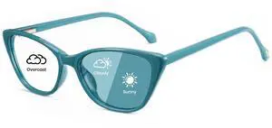 Cyxus Photochromic Glasses for Women UV Protection with Blue Light Blocking Trendy Cat Eye Frame(8192C05 Blue)