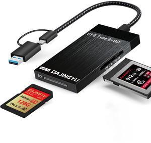 Dual-Slot USB 3.2(10Gbps) CFexpress Type B/SD Memory Card Reader Adapter Strongly Support Aluminum USB A/C to USB C 2-in-1 Cable Cable Included for Wins/Mac/Linux/Android