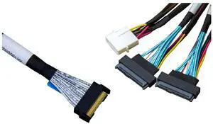 DiliVing DiLinker PCIe 5.0 MCIO x8 to 2*U.2 NVMe Adapter,SFF-TA-1016 74Pin to 2*SFF-8639 68Pin Cable with Power, Mini Cooledge IO Cable 80CM