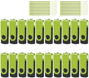 EASTBULLUSB Flash Drive Bulk 4GB 20 Pack with Lanyards USB 2.0 Thumb Drive Bulk Memory Stick Swivel Pen Drive for Storage and Backup 4GB 20 Pack, Green