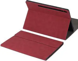 Shockproof Flip Case for Galaxy Tab S10+ Plus/S9 FE+ Plus/Galaxy Tab S9+ Plus 12.4 Inch with S Pen Holder,Stand Smart Cover Compatible with Keyboard, Wine Red