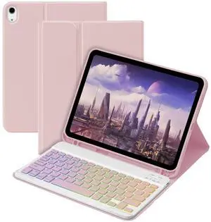 GOKOCO for iPad 10th Keyboard Case 10.9 inch 2022, Blackit Wireless Keyboard Case with Pencil Holder for iPad 10 Generation 2022-Pink