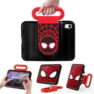 Kids Case for iPad (A16) 11th Generation 11 Inch 2025/ iPad 10th Gen 10.9", Child Friendly Case with Adjustable Stand,Heavy Duty Protective Boys Cover for iPad Air (M3/M2) 2025/2024. (Black-red)