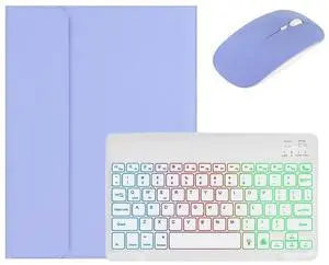kaidisen Backlit keyboard for iPad 10th Generation Keyboard Case with Mouse, Detachable Backlight Color Keyboard Case for iPad 10,Purple+White