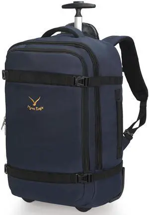 Hynes Eagle 42L Rolling Backpack with Wheels, Airline Approved Carry On Luggage, Laptop Travel Backpack for Women & Men, Dark Blue