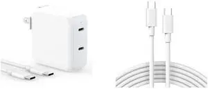 67W Dual Port USB C Power Adapter Bundle with 10ft USB C to USB C Cable