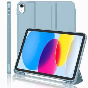 iMieet New iPad (A16) 11th Generation Case 11 Inch 2025, iPad 10th Generation Case 2022 10.9 Inch with Pencil Holder, Trifold Stand Smart Cover with Soft TPU Back,Auto Wake/Sleep(Light Blue)