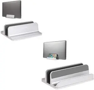 JARLINK Vertical Laptop Stand Bundle with (Upgraded Version) Vertical Laptop Stand, Desktop Stand Adjustable Laptop Holder (up to 17.3 inches) Compatible with All Laptops iPad Tablet (Silver)