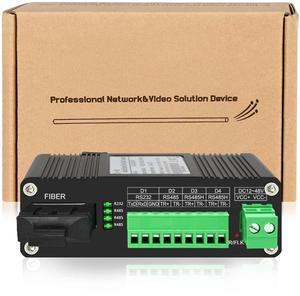 Lcantve Industrial Serial to Fiber Converter RS232 RS485 RS422 Optic Modem, Bidirectional SC Port Serial Fiber Converter 20KM Over 1310nm Single-Mode SC Fiber, DC12~48V Power Input