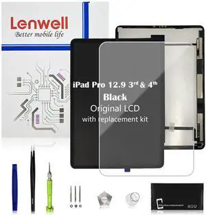 Lenwell Original OEM Pull Screen Replacement for iPad Pro 12.9 3rd and 4th Gen True Original OEM Display Digitizer LCD Screen Touch Assembly A1876 A1895 A2014 A2069 A2229 A2232 with Premium Repair Kit