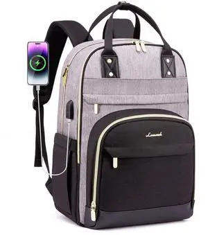 LOVEVOOK Backpack for Women,Laptop Backpack Women,Fits 17 Inch Laptop Bag,School Backpacks,Fashion Travel Work Anti-theft Bag,Waterproof Business Computer College Backpack Purse,Grey-Black-Balck
