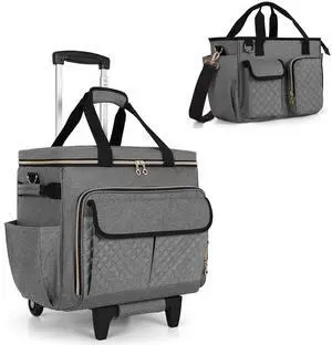 LUXJA Rolling Teacher Bag with Bible Bag, Gray