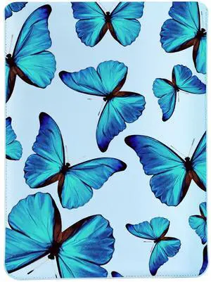 MAYCARI Slim Blue Waterproof Laptop Sleeve Bag 15.6 Inch 16 Inch, Light Weight Fuax Leather Protective Laptop Sleeve Case, Cute Blue Butterfly Print 15.6 Inch 16 Inch Case for Girls Women Boys