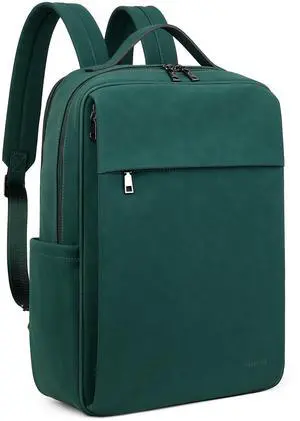 MASINTOR 15.6 inch PU Leather Laptop Backpack Purse for Women, Large College Casual Backpack Travel Bag Retro Green