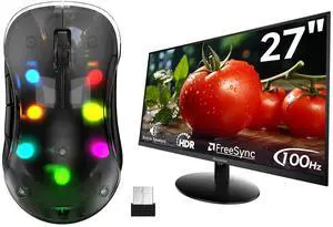 memzuoix LED Rechargeable Wireless Mouse and 27 Inch Computer Monitor 100hz 1920 x 1080p with HDMI